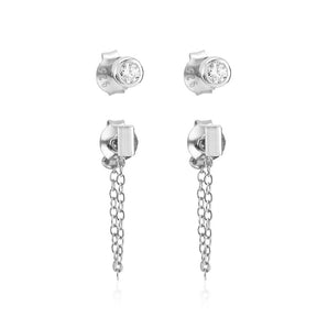 925 Sterling Silver Roni Round Cut Cubic Zirconia Earring Set Gold 1