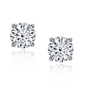 925 Sterling Silver Round Cut Cubic Zirconia Stud Earrings 1