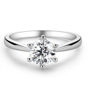 925 Sterling Silver  Classic Round Cut CZ Diamond Crown Solitaire Rings 2