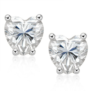 925 Sterling Silver Love Heart Cut Cubic Zirconia Stud Earrings 1