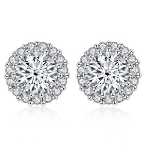 925 Sterling Silver Round Cubic Zirconia Stud Earrings 1