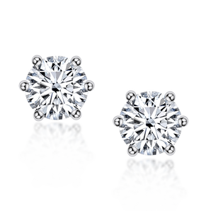 925 Sterling Silver Round Cut Cubic Zirconia Classic Stud Earrings 1