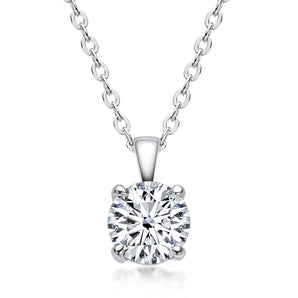 925 Sterling Silver Brilliant Round CZ Pendant Necklace 2