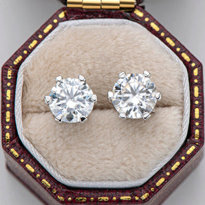 925 Sterling Silver Classic Round Cut Cubic Zirconia Stud Earrings 2