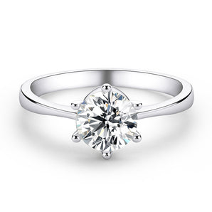 925 Sterling Silver Classic Round Cut CZ Six Prong Solitaire Rings 2