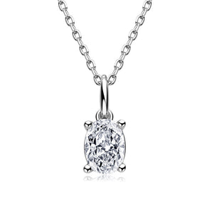 925 Sterling Silver Oval Cut 1.0CT CZ Pendant Necklace 1