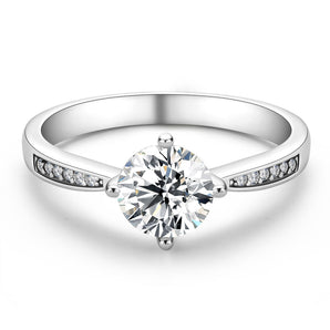 925 Sterling Silver  Classic Round Cut CZ Four Micro Setting Solitaire Ring 2