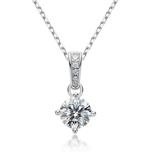 925 Sterling Silver Classic Brilliant Round CZ Pendant Necklace 2