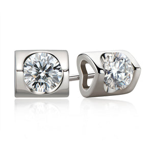 925 Sterling Silver Classic Round Cut Stud Earrings 1