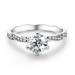 925 Sterling Silver Classic Round Cut CZ Happy Solitaire Rings 2