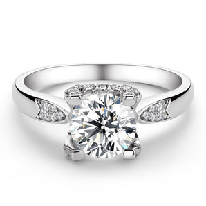 925 Sterling Silver Classic Round Cut CZ Micro Setting Solitaire Ring 2