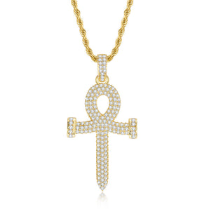 925 Sterling Silver Created Diamond Cross Hip Hop Rope Chain Pendant Necklace 2