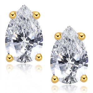 925 Sterling Silver Classic Pear Cut Cubic Zirconia Stud Earrings 2