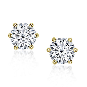 925 Sterling Silver Round Cut Cubic Zirconia Classic Stud Earrings 2