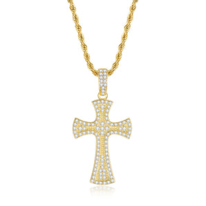 925 Sterling Silver Created CZ Cross Hip Hop Long Rope Chain Pendant Necklace 2