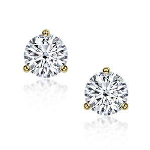 925 Sterling Silver Round Cut Cubic Zirconia Simple Stud Earrings 2