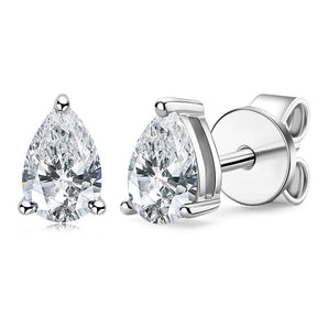 925 Sterling Silver Pear Shaped Cubic Zirconia Stud Earrings 1