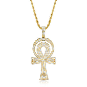 925 Sterling Silver Created CZ Cross Hip Hop Luxury Multilayer Pendant Necklace 2