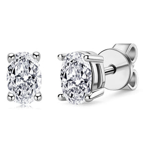 925 Sterling Silver Oval Cut Cubic Zirconia Stud Earrings 2