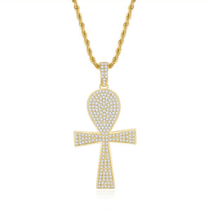 925 Sterling Silver Full Created Diamond Cross Hip Hop Men Pendant Necklace 2