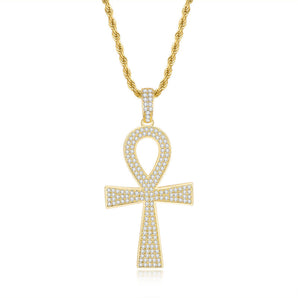 925 Sterling Silver Cross Created Diamond Hip Hop Long Chain Pendant Necklace 2