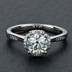 925 Sterling Silver Classic Round Cut CZ Halo Ring 2