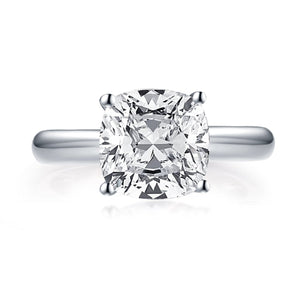 925 Sterling Silver Cushion CZ Solitaire Ring 2