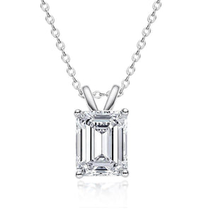 925 Sterling Silver Emerald Cut  Created CZ Pendant Necklace 2