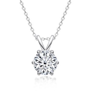 925 Sterling Silver Round Cut 2.0ct Created CZ Pendant Necklace 1