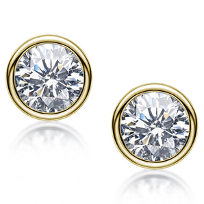 925 Sterling Silver Round Cut Cubic Zirconia Stud Earrings 2