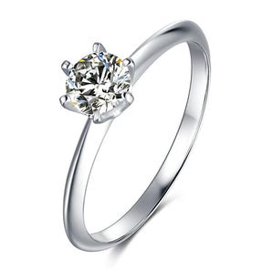 925 Sterling Silver Round Cut CZ Solitaire Ring 1