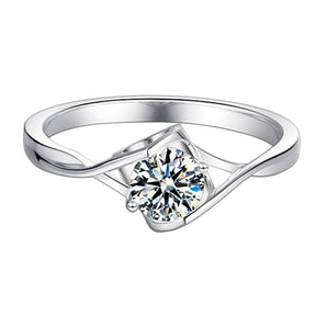 925 Sterling Silver Round Cut CZ Diamond Angel Kiss Ring 1