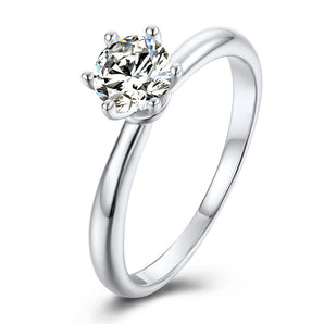 925 Sterling Silver Round Cut CZ Solitaire Ring 1