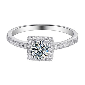 925 Sterling Silver  Classic Round Cut CZ Halo Ring 2