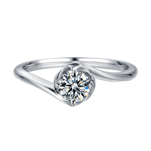 925 Sterling Silver Classic Round Cut CZ Twist Shank Solitaire Ring 2