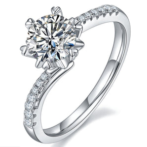 925 Sterling Silver Classic Round Cut CZ Twisted Ring 2