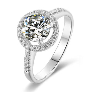 925 Sterling Silver  Classic Round Cut CZ Halo Ring 1