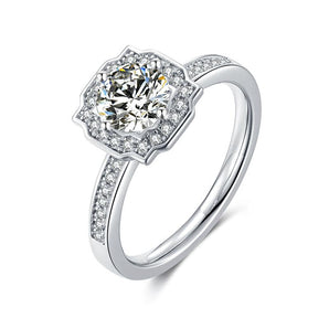 925 Sterling Silver  Classic Round Cut CZ Halo Ring 1