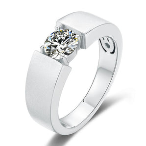 925 Sterling Silver Classic Round Cut CZ Solitaire Men Ring 1