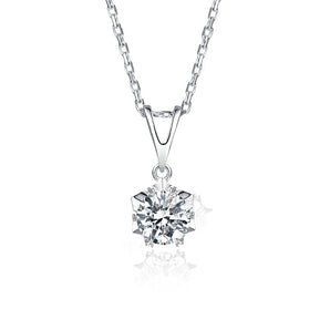 925 Sterling Silver Classic Brilliant Round CZ Pendant Necklace 1