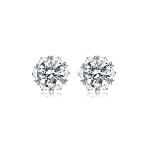 925 Sterling Silver Classic Round Cut Stud Earrings 1