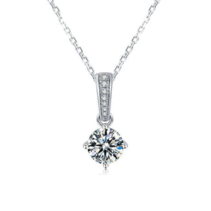 925 Sterling Silver Classic Brilliant Round CZ Pendant Necklace 1