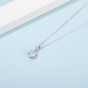 925 Sterling Silver Classic Brilliant Round CZ Pendant Necklace 2