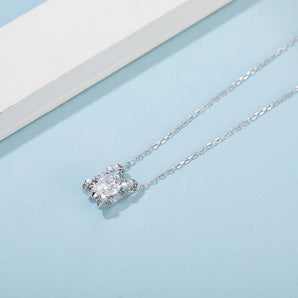 925 Sterling Silver Classic Brilliant Round CZ Pendant Necklace 2