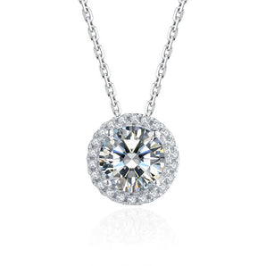 925 Sterling Silver Classic Brilliant Round CZ Pendant Necklace 1