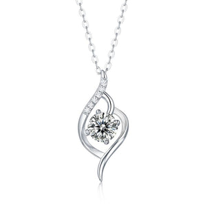 925 Sterling Silver Classic Round Cut CZ Diamond Pendant Necklace 1