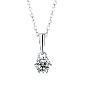 925 Sterling Silver Classic Round Brilliant CZ Diamond Pendant Necklace 1