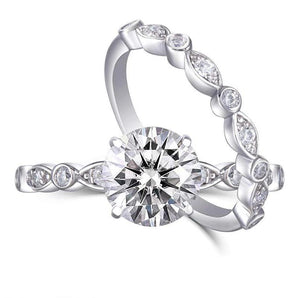 925 Sterling Silver Round Cut CZ Bridal Vintage Ring 1