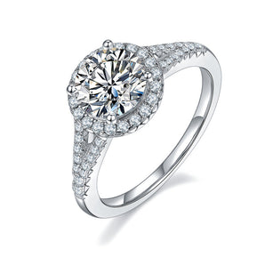 925 Sterling Silver Halo Round Cut CZ Ring 1