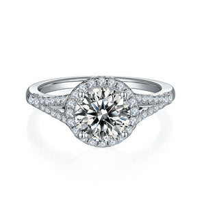 925 Sterling Silver Halo Round Cut CZ Ring 2